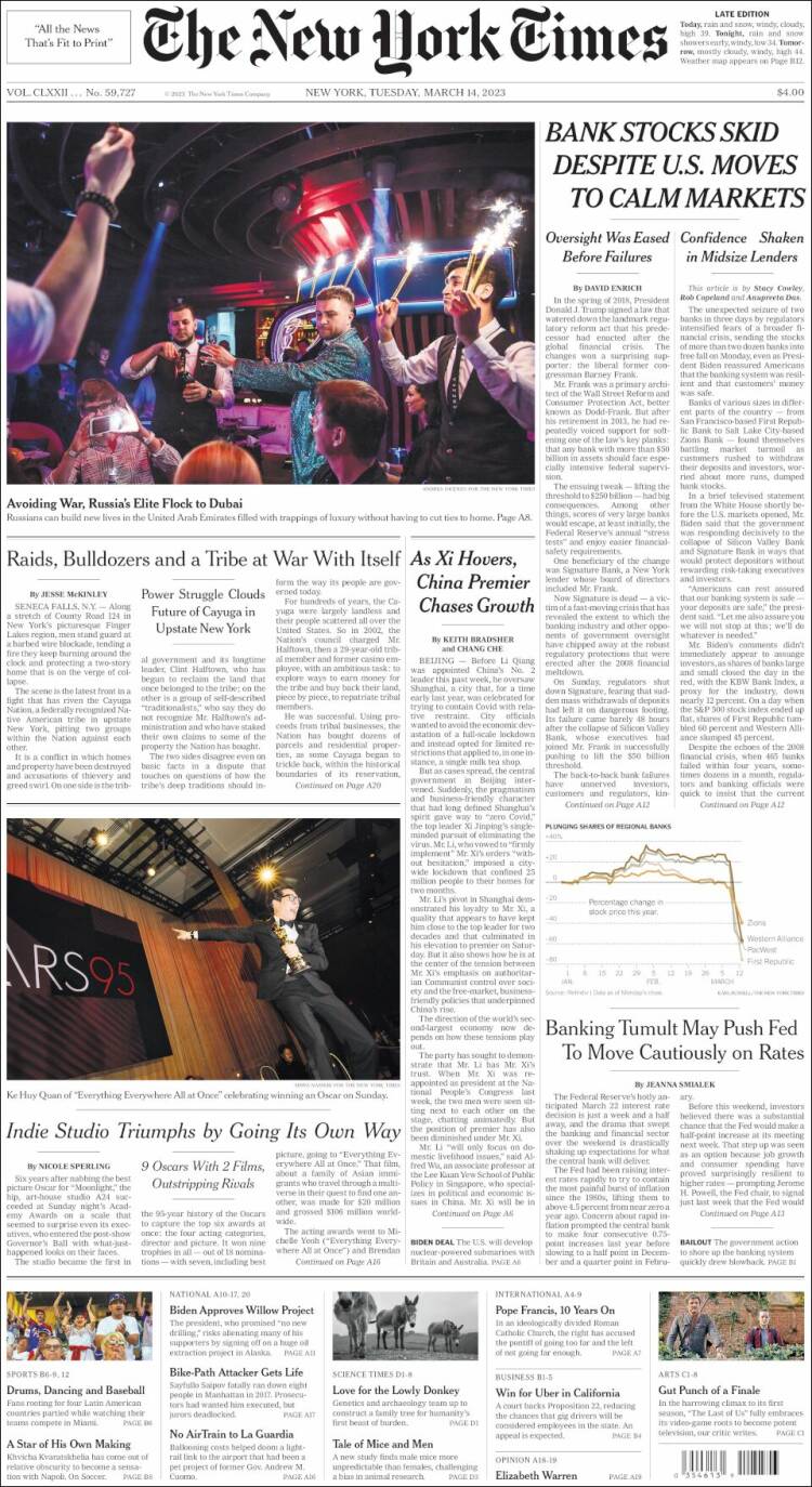 Portada de New York Times (USA)