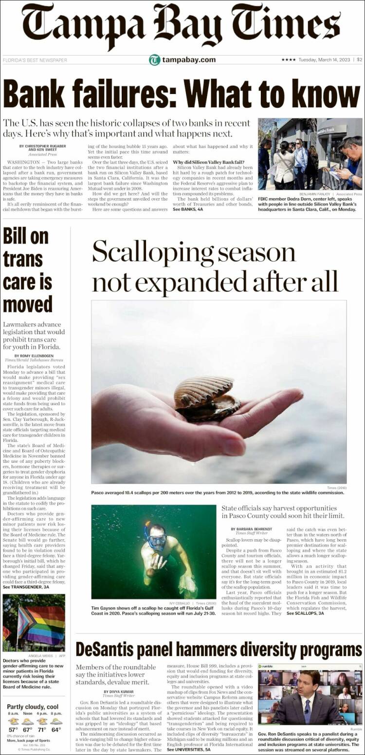 Portada de Tampa Bay Times (USA)