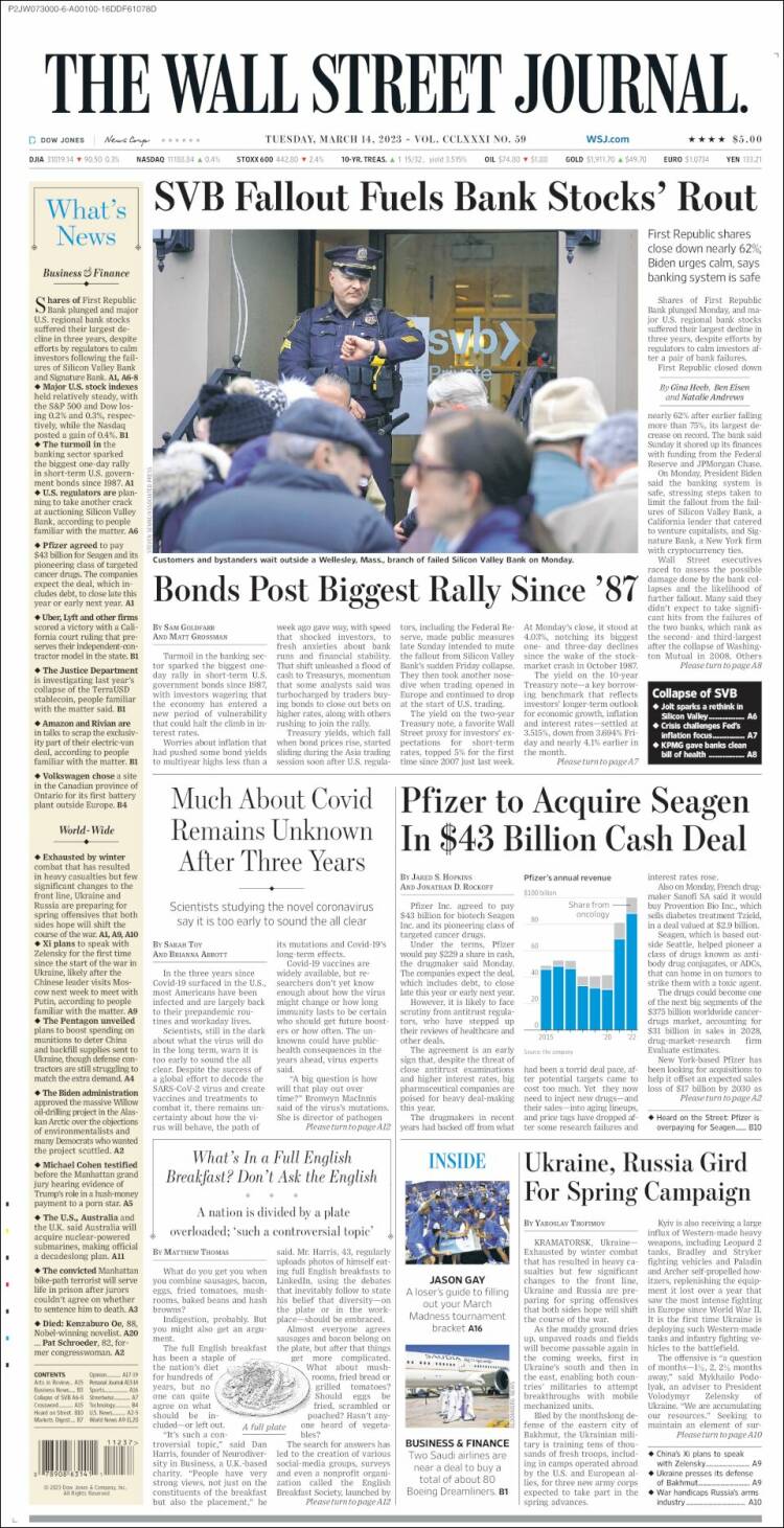 Portada de Wall Street Journal (USA)