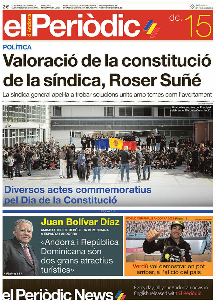 Portada de El Periòdic d'Andorra (Andorra)