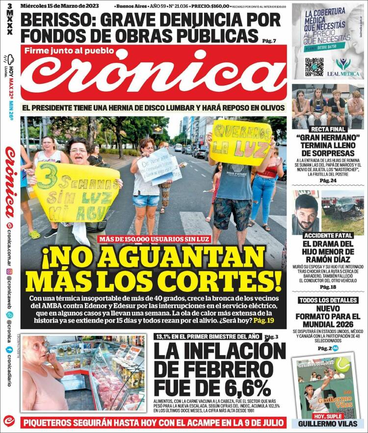 Portada de Crónica (Argentina)
