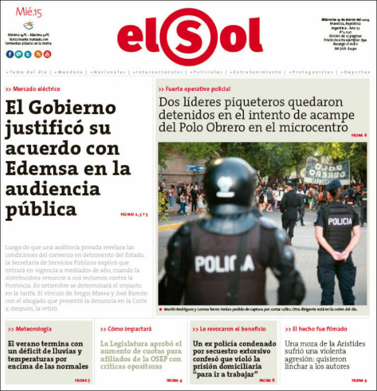 Portada de El Sol (Argentina)