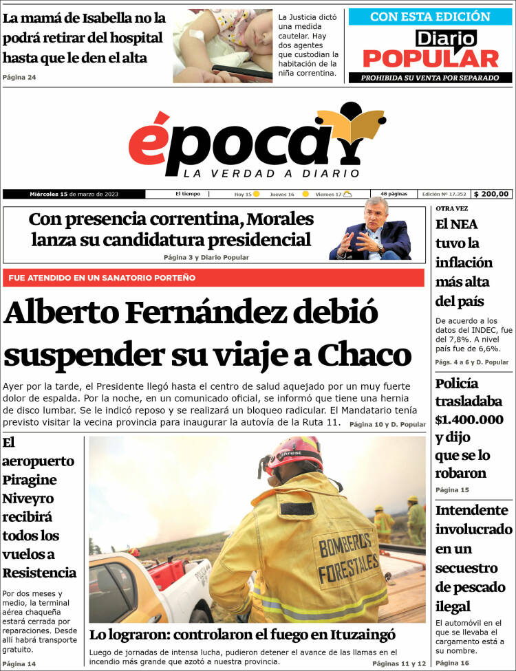 Portada de Diario Época (Argentina)