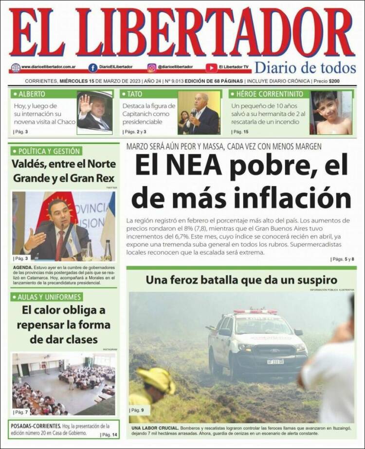 Portada de Diario El Libertador (Argentina)