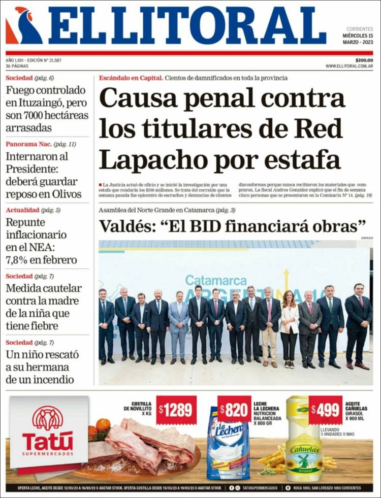 Portada de El Litoral Corrientes (Argentina)