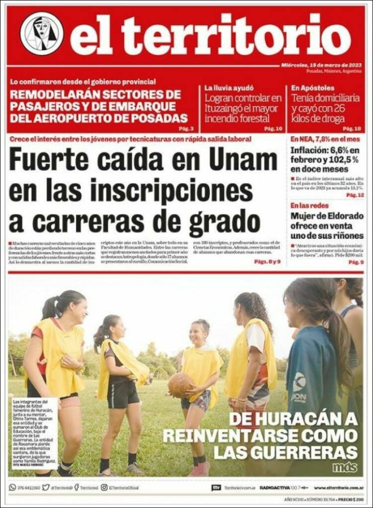 Portada de El Territorio (Argentina)