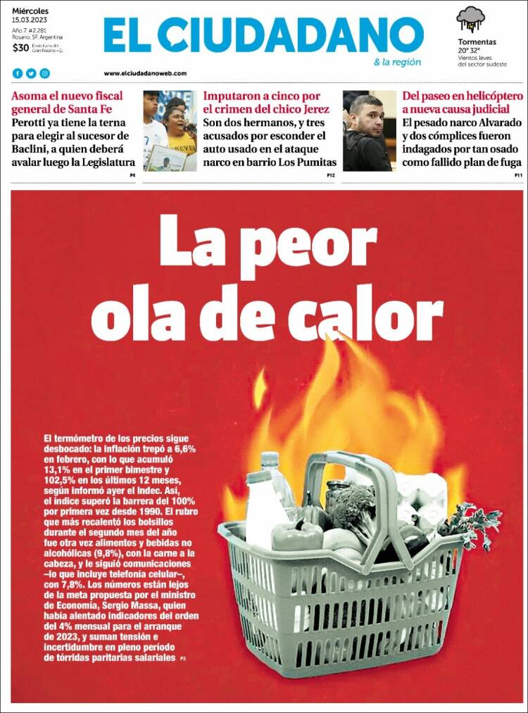 Portada de Diario El Ciudadano (Argentina)