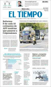 Portada de El Tiempo (Colombia)