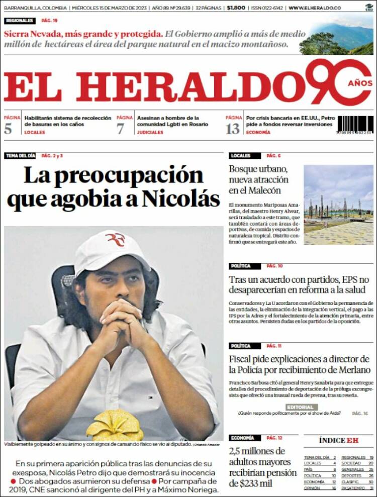 Portada de El Heraldo (Colombia)