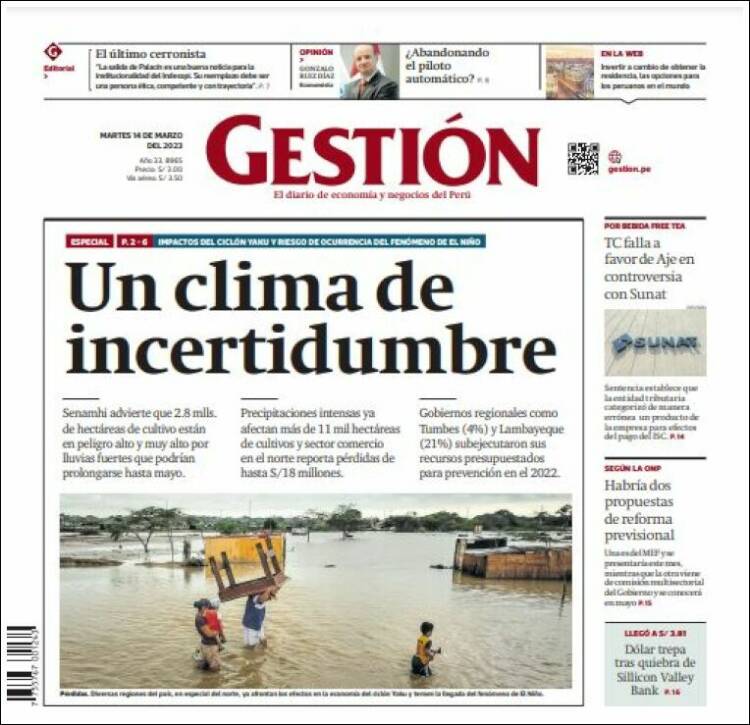 Portada de Diario Gestión (P&eacute;rou)