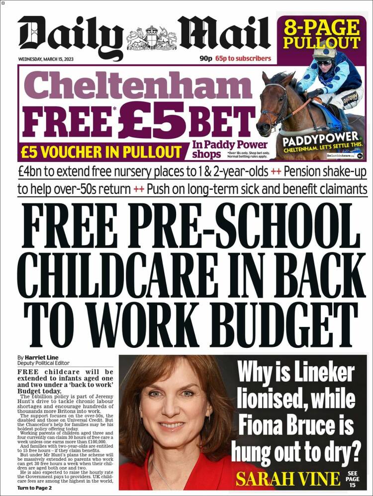 Portada de Daily Mail (Reino Unido)