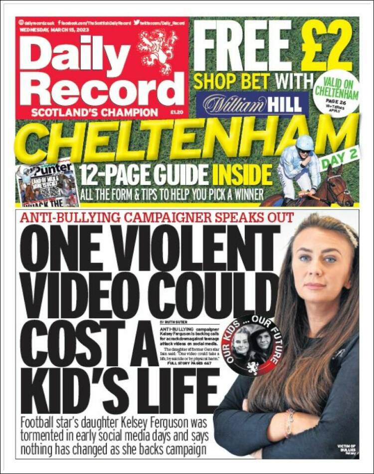 Portada de Daily Record (Reino Unido)