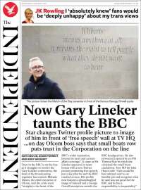 Portada de The Independent (Reino Unido)