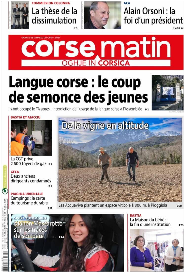 Portada de Corse-Matin (France)