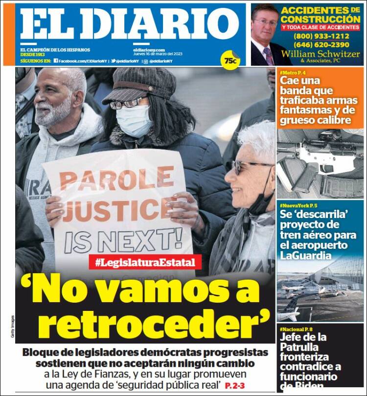 Portada de El Diario NY (États-Unis)