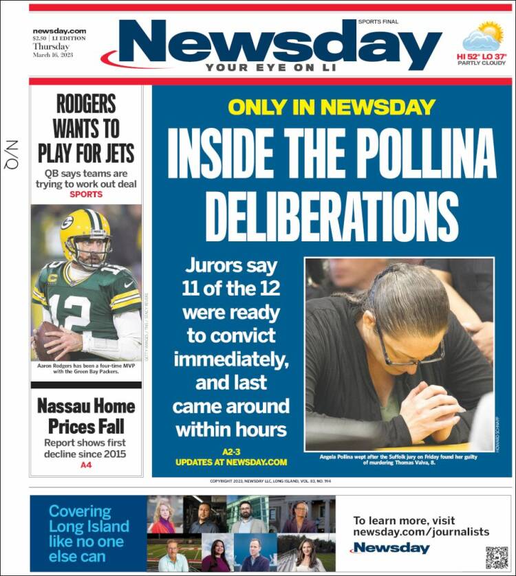 Portada de Newsday (USA)