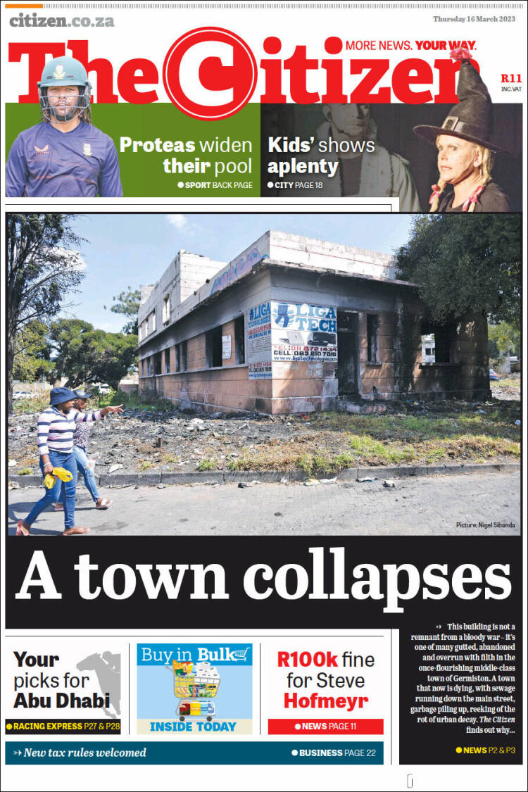 Portada de The Citizen (Sud&aacute;frica)