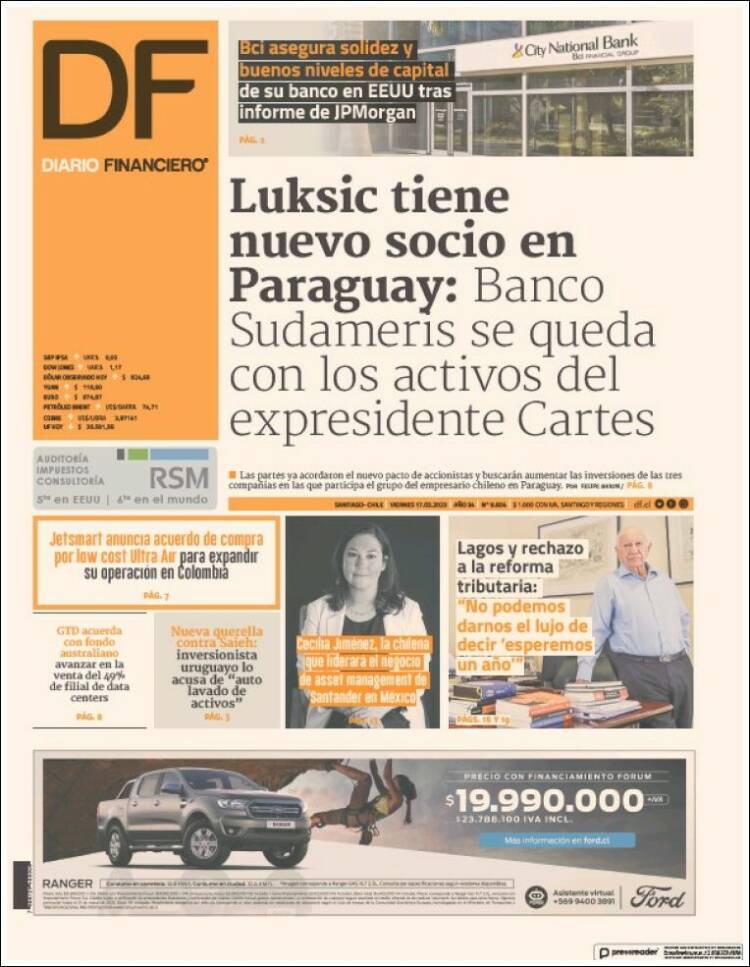 Portada de Diario Financiero (Chile)