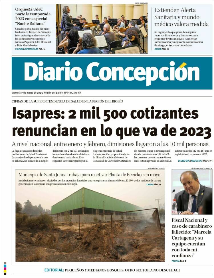 Portada de Diario de Concepción (Chile)