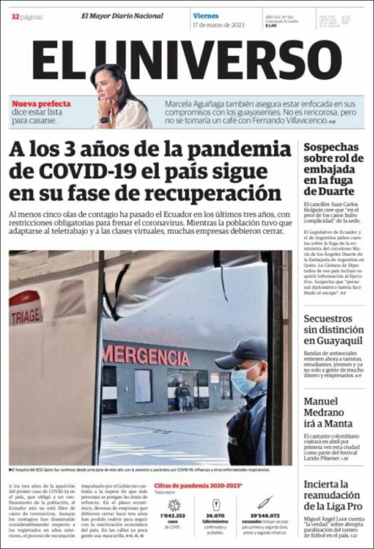 Portada de El Universo - Ecuador (Ecuador)
