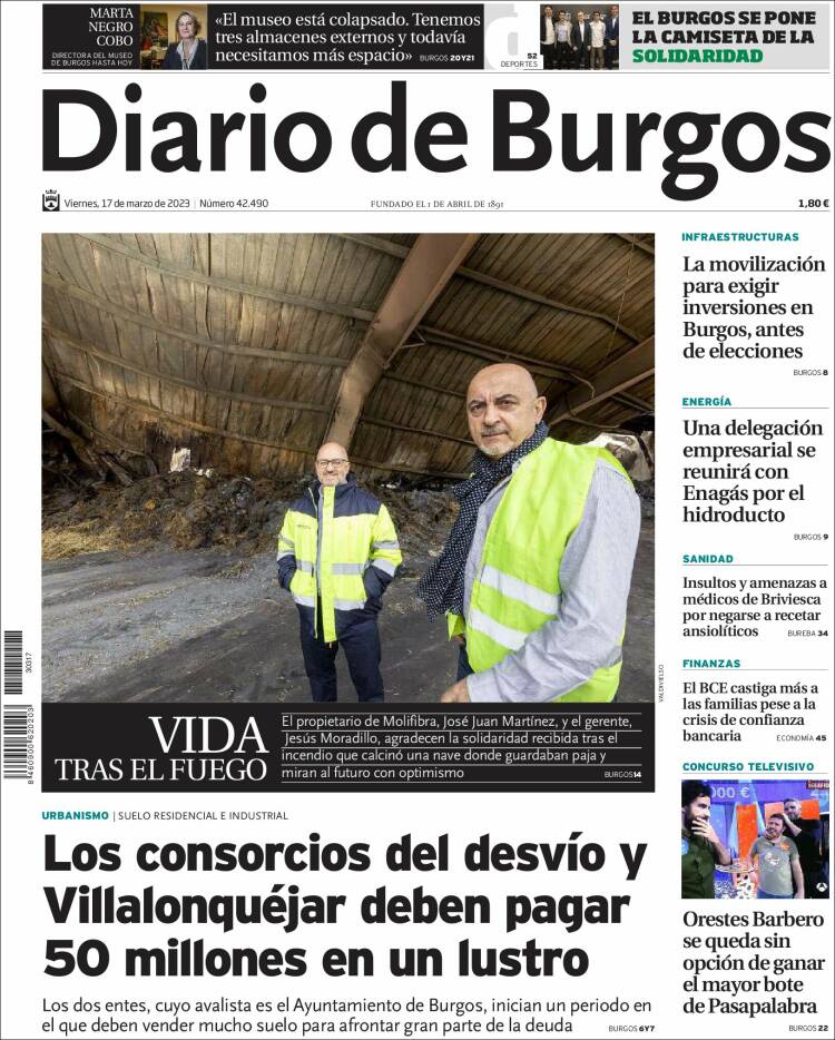 Portada de Diario de Burgos (España)