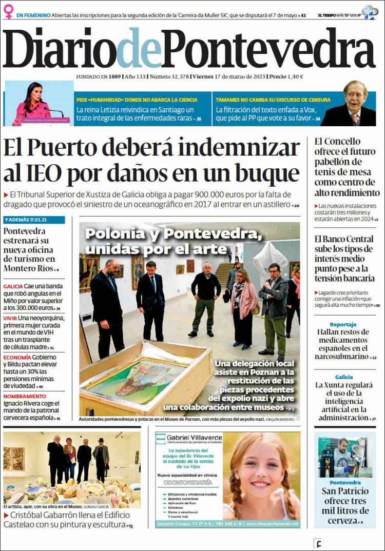 Portada de Diario de Pontevedra (España)