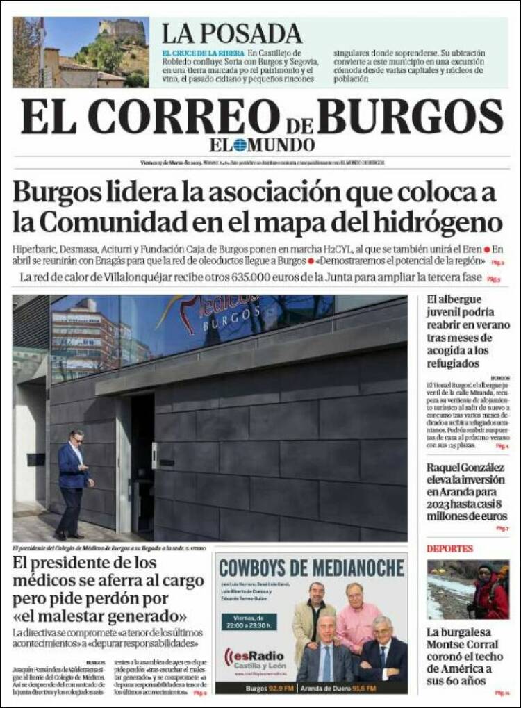 Portada de El Correo de Burgos (España)