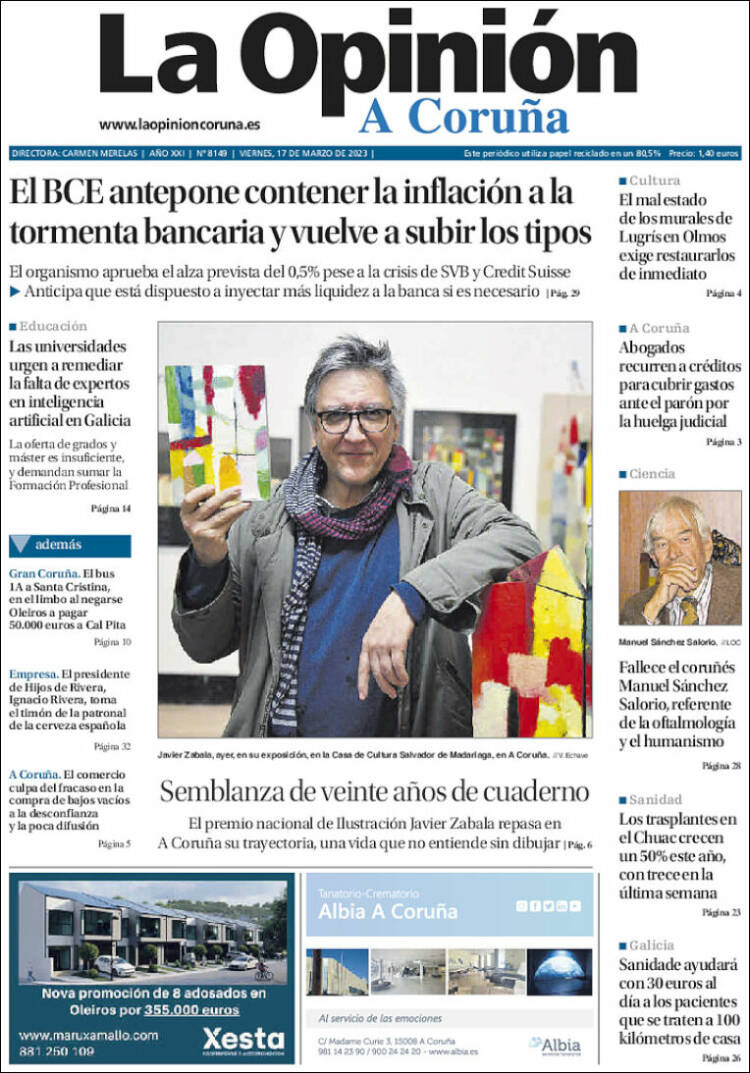 Portada de La Opinión de A Coruña (España)