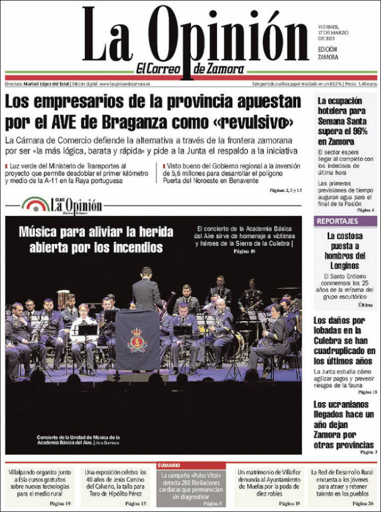 Portada de La Opinión - El Correo de Zamora (España)