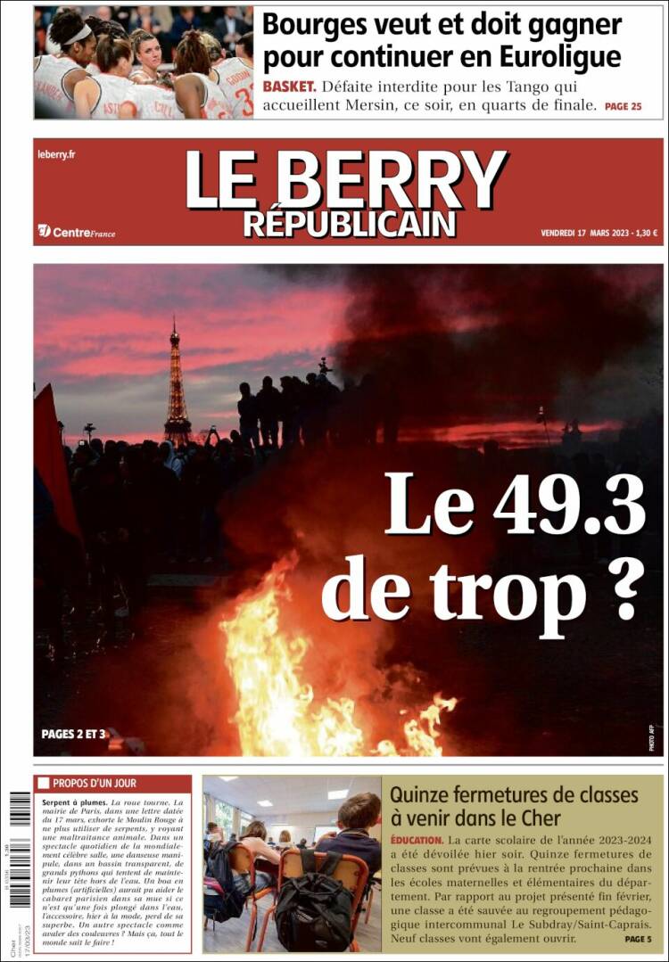 Portada de Berry Republicain (Francia)