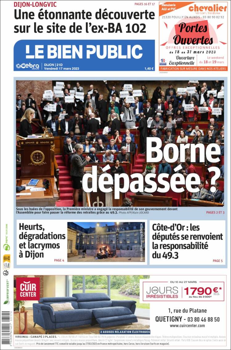 Portada de Le Bien Public (Francia)