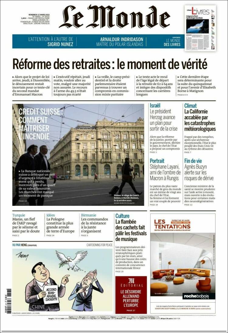 Portada de Le Monde (Francia)
