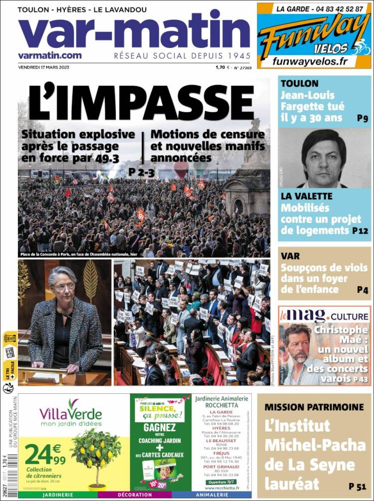 Portada de Var-Matin (Francia)