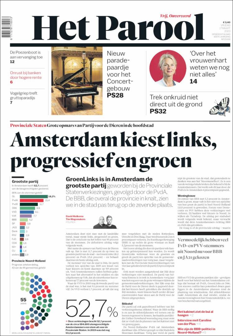 Portada de Het Parool (Pa&iacute;ses Bajos)