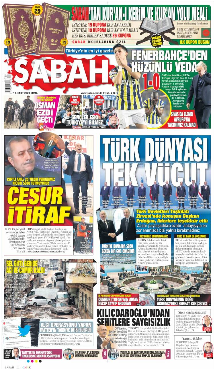 Portada de Sabah (Turqu&iacute;a)