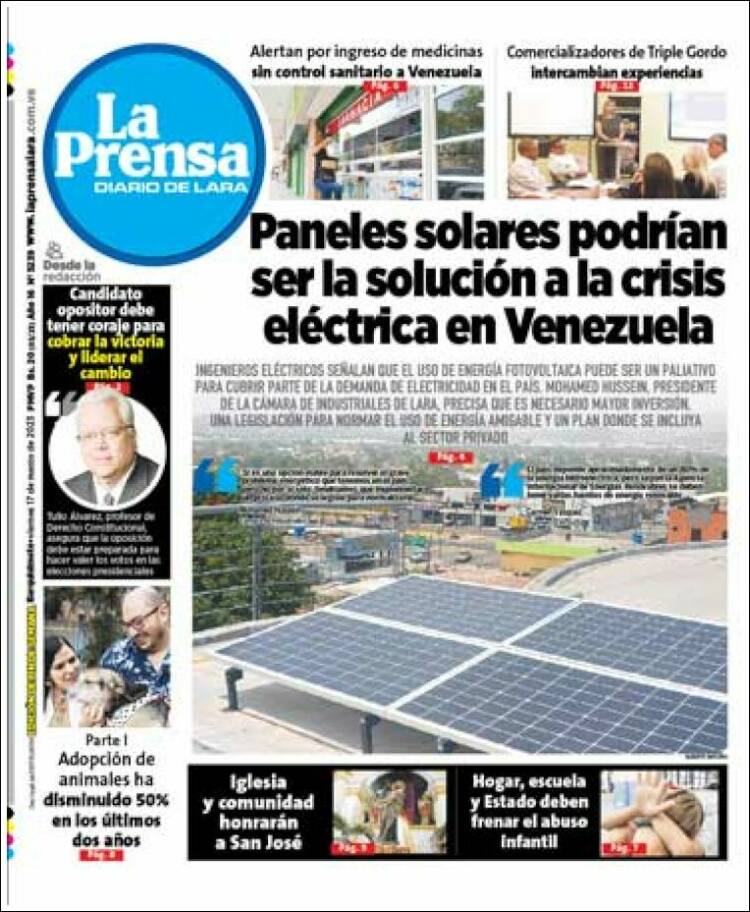 Portada de La Prensa de Lara (Venezuela)