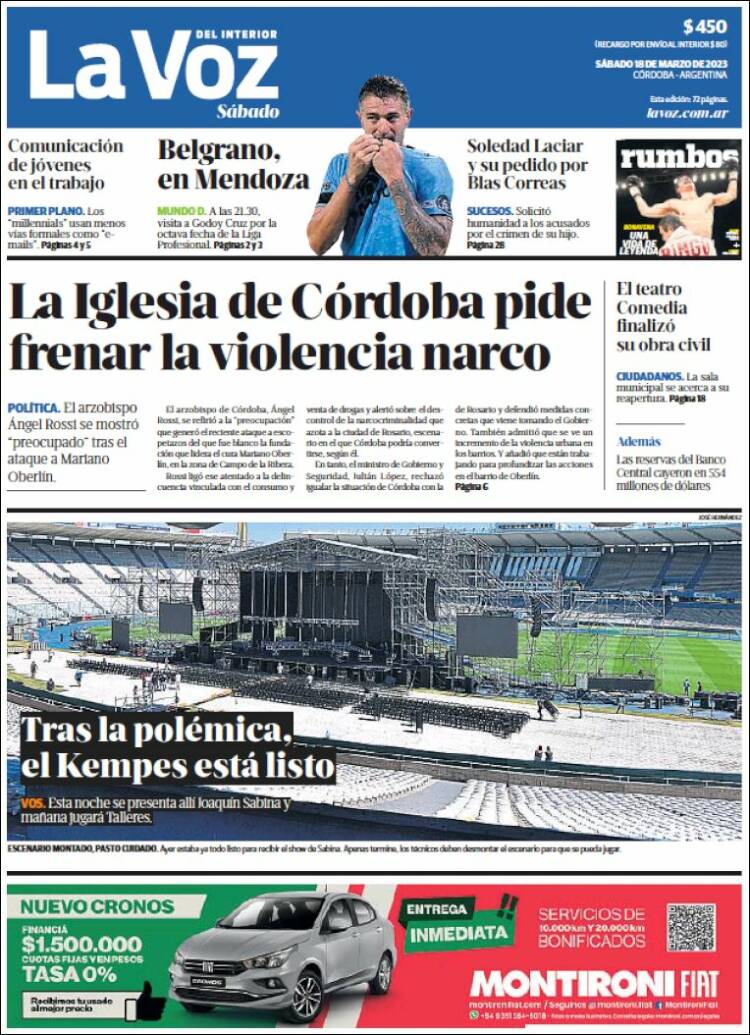 Portada de La Voz del Interior (Argentina)