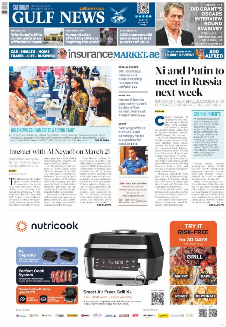 Portada de Gulf News (Asia-Pacífico)