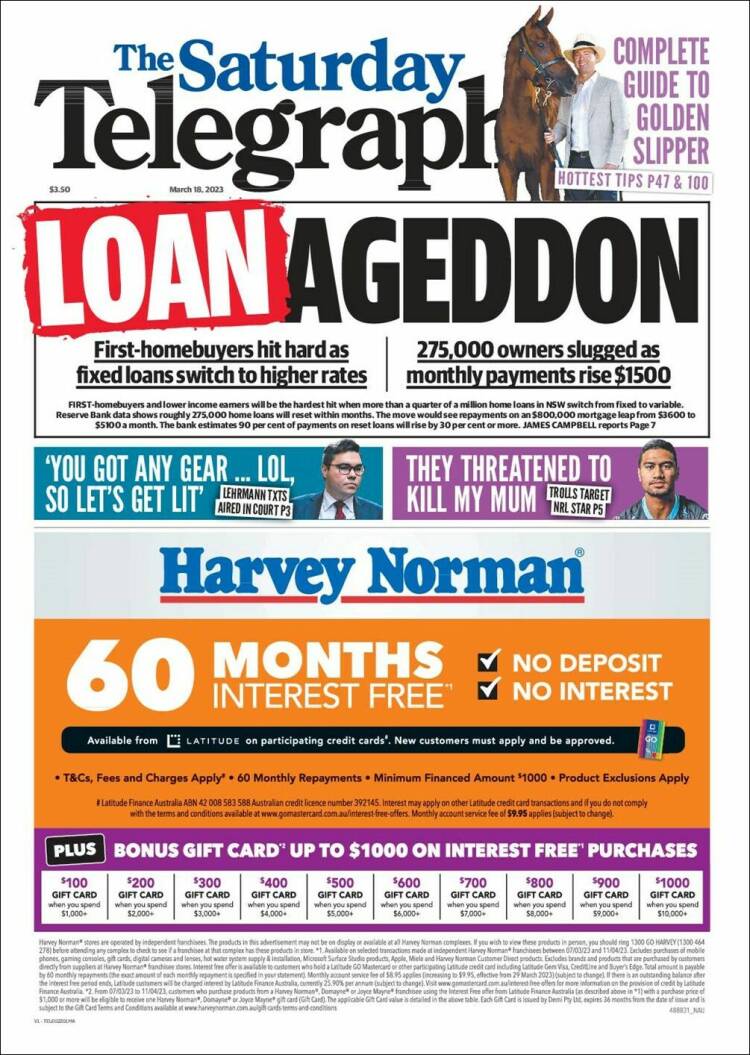 Portada de The Daily Telegraph (Australia)