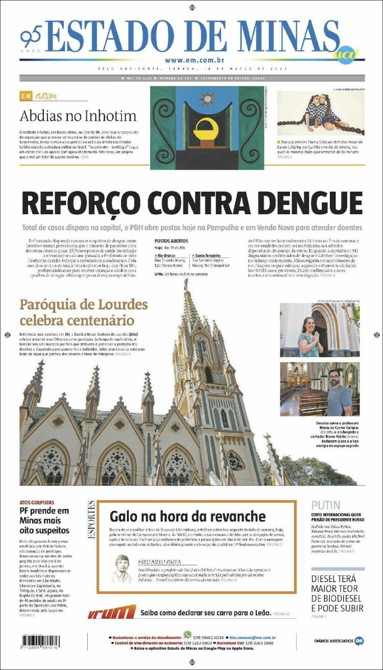 Portada de Jornal Estado de Minas (Brasil)
