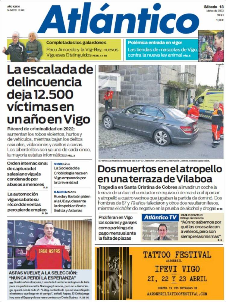 Portada de Atlántico Diario (España)