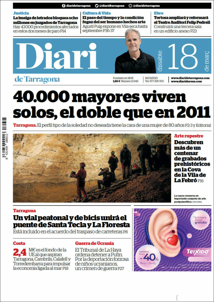 Portada de Diari de Tarragona (España)