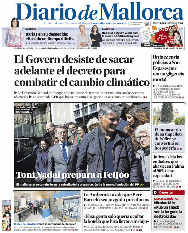 Portada de Diario de Mallorca (España)