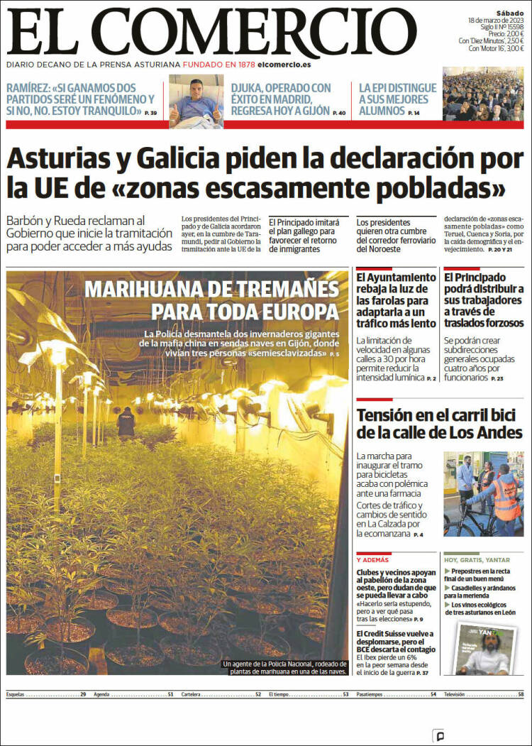 Portada de El Comercio - Gijón (España)