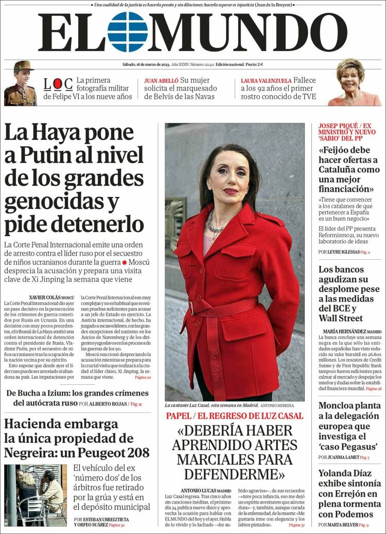 Portada de El Mundo (España)