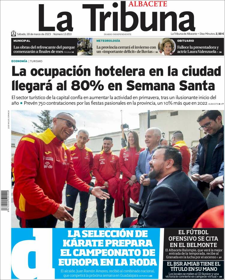 Portada de La Tribuna de Albacete (España)
