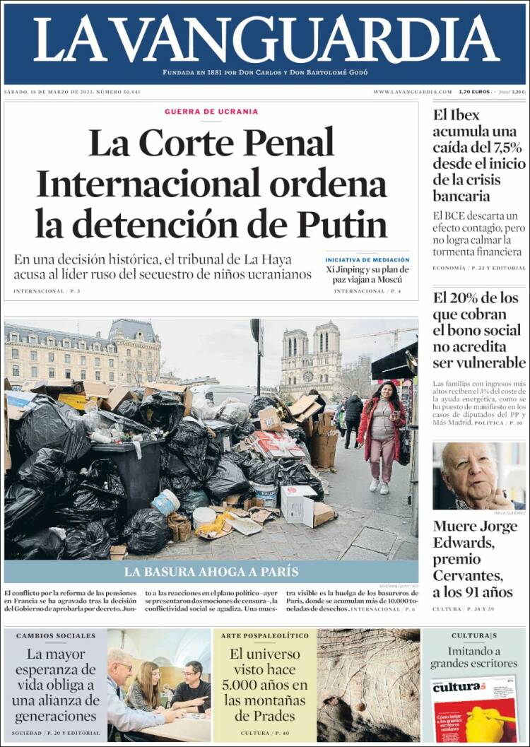 Portada de La Vanguardia (España)