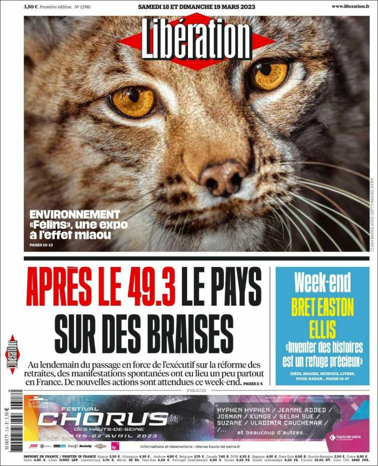Portada de Libération (Francia)