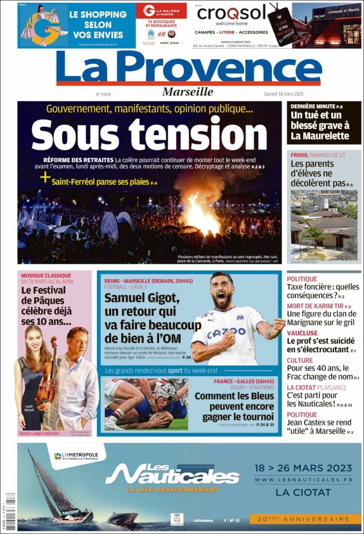 Portada de La Provence (Francia)