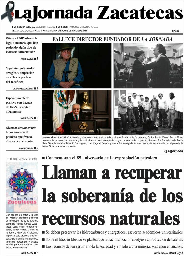 Portada de Jornada de Zacatecas (México)